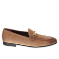 Moccasin in nubuck leather with golden metal loop – handmade