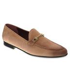 Moccasin in nubuck leather with golden metal loop – handmade
