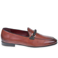 Men's loafer in brick-colored leather with braided loop – handcrafted