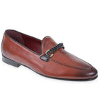 Men's loafer in brick-colored leather with braided loop – handcrafted