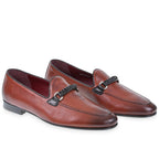 Men's loafer in brick-colored leather with braided loop – handcrafted