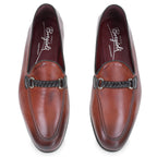Men's loafer in brick-colored leather with braided loop – handcrafted