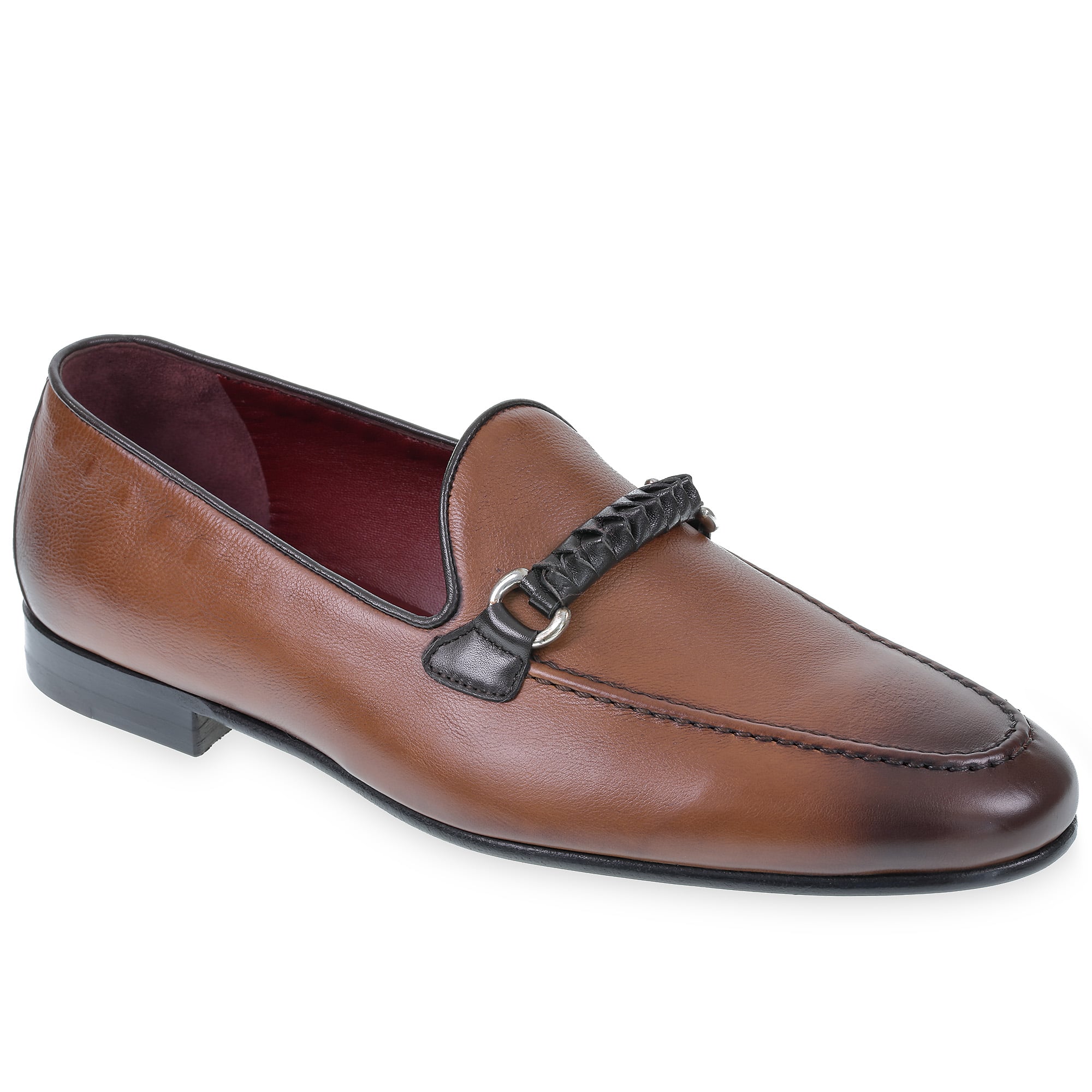 Mocassin pour homme en cuir marron avec boucle tressée – artisanales