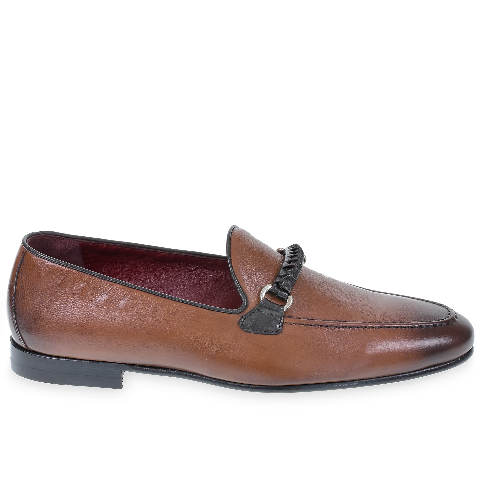 Mocassin pour homme en cuir marron avec boucle tressée – artisanales