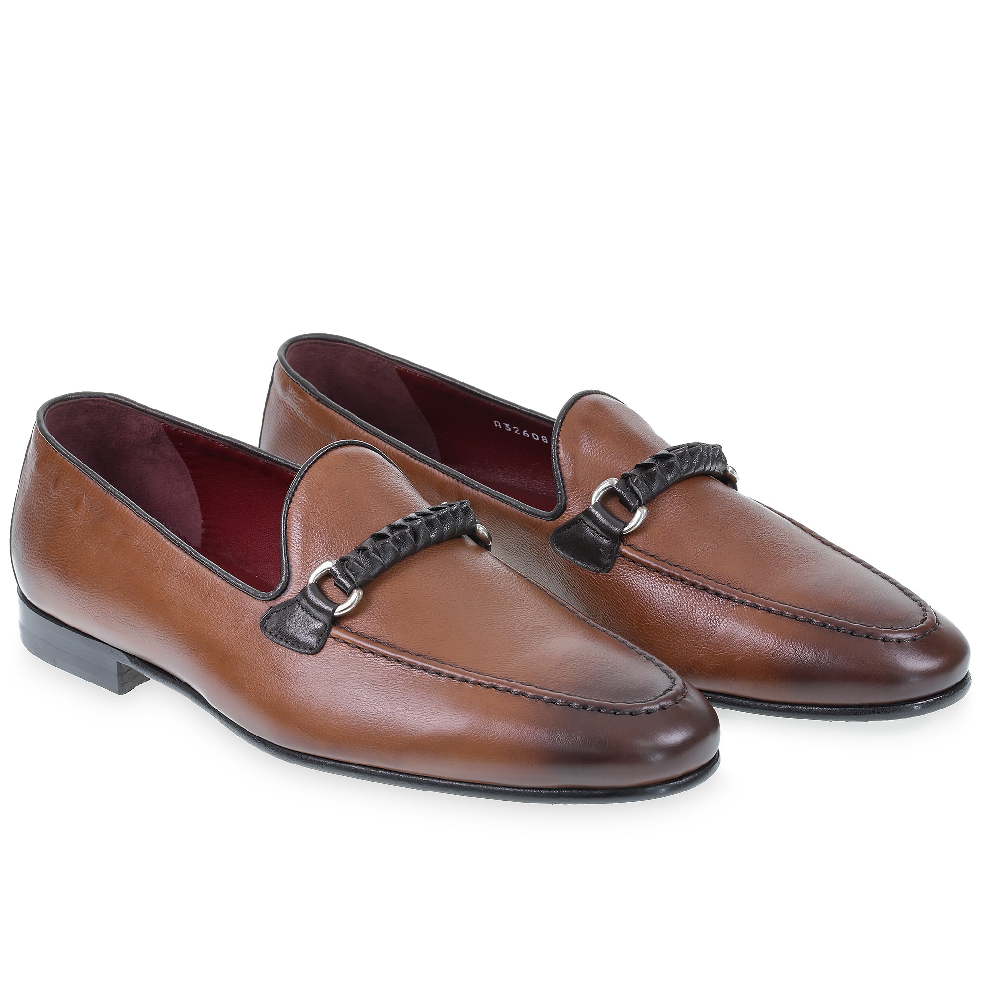 Mocassin pour homme en cuir marron avec boucle tressée – artisanales