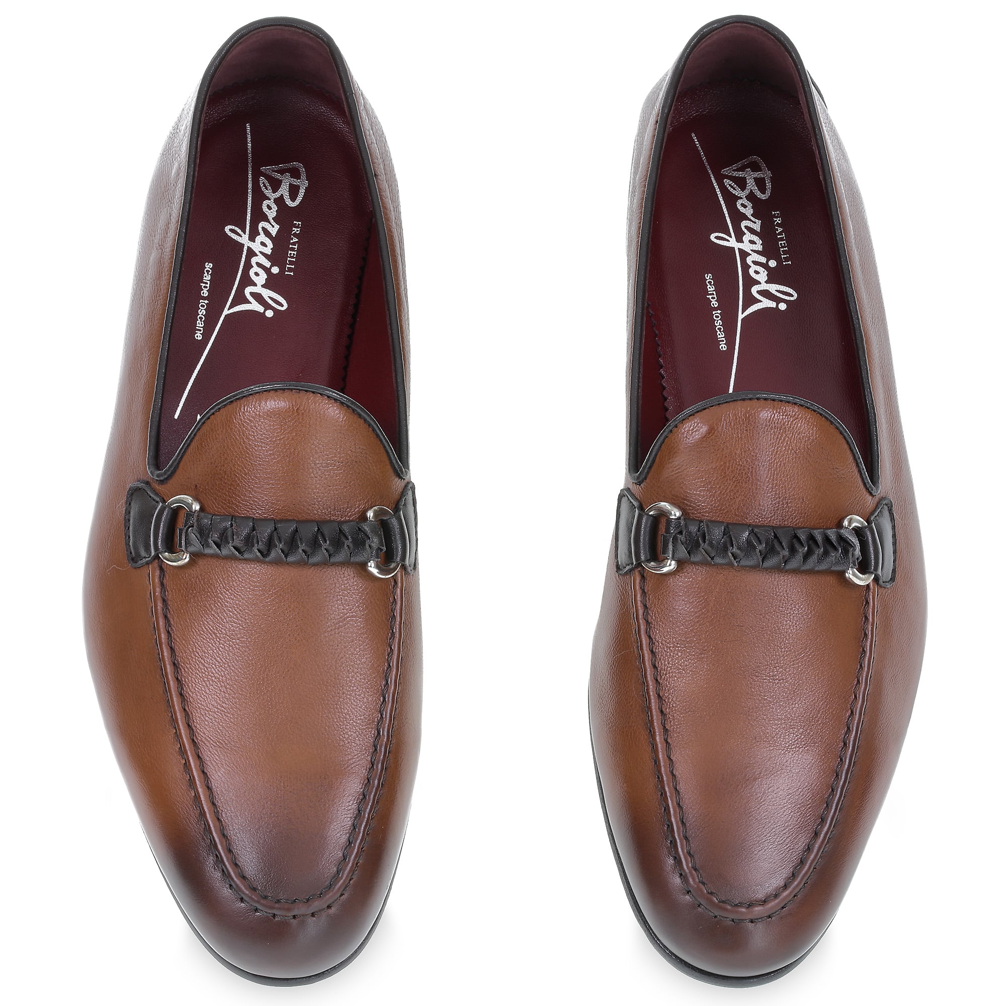 Mocassin pour homme en cuir marron avec boucle tressée – artisanales