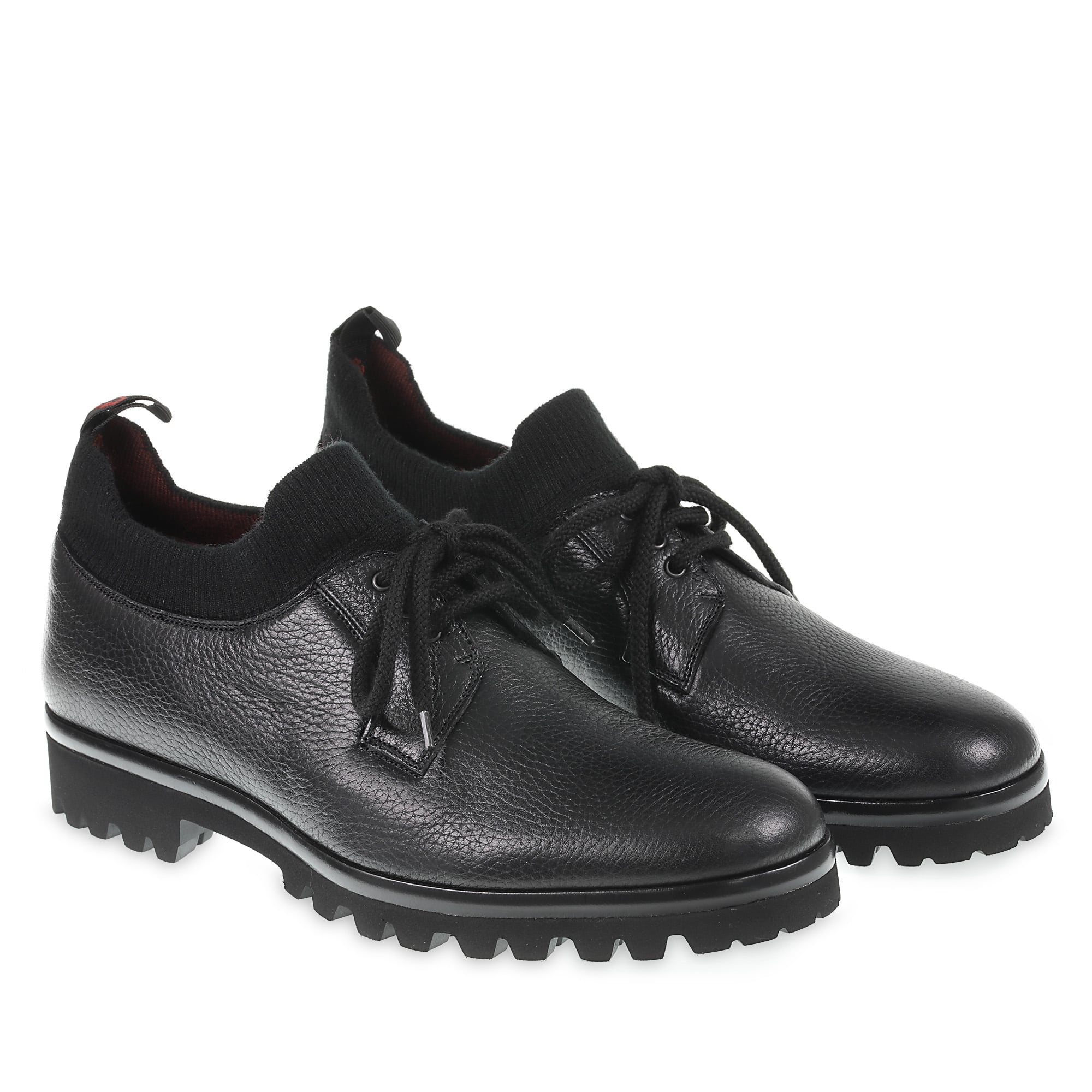 Derbies in deer leather and black cashmere - Fratelli Borgioli - Italian craftsmanship (handcrafted)