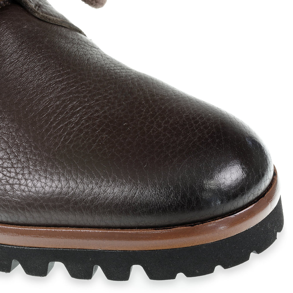 Derbies in dark brown deer leather and cashmere - Fratelli Borgioli - Italian Craftsmanship (handmade)