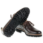 Derbies in dark brown deer leather and cashmere - Fratelli Borgioli - Italian Craftsmanship (handmade)