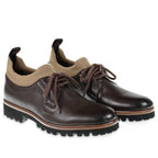 Derbies in dark brown deer leather and cashmere - Fratelli Borgioli - Italian Craftsmanship (handmade)