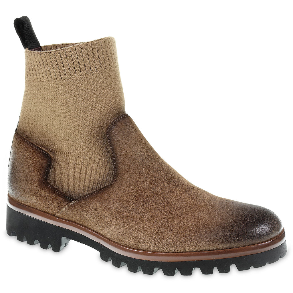 Chelsea in brown greased suede and cashmere - Fratelli Borgioli – handcrafted