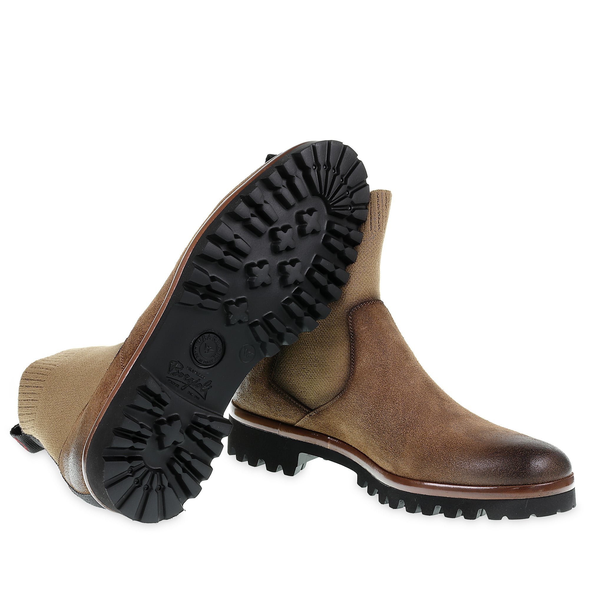 Chelsea in brown greased suede and cashmere - Fratelli Borgioli – handcrafted
