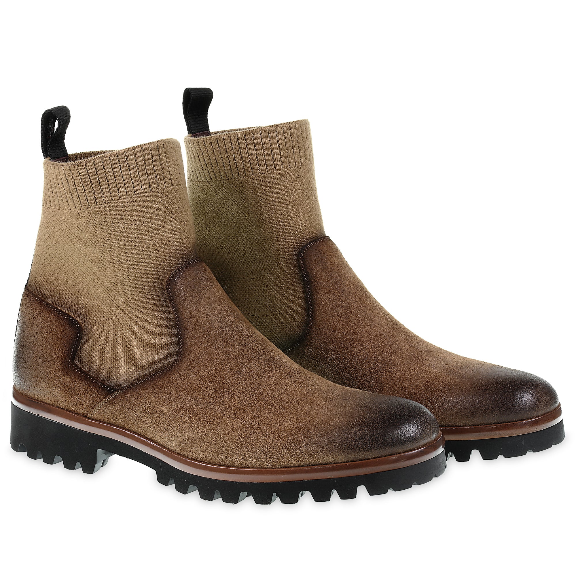 Chelsea in brown greased suede and cashmere - Fratelli Borgioli – handcrafted