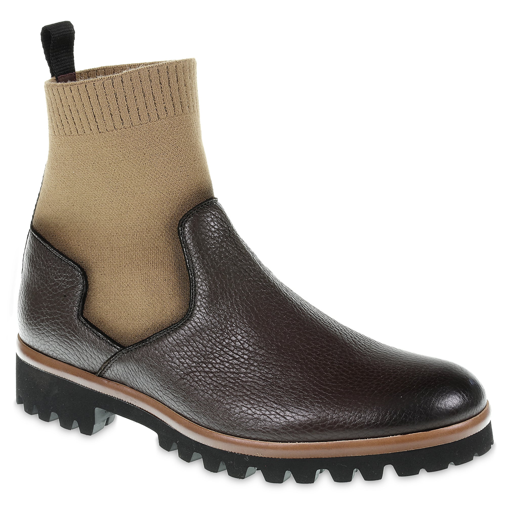 Brown deerskin and cashmere chelsea boot - Fratelli Borgioli – made by hand