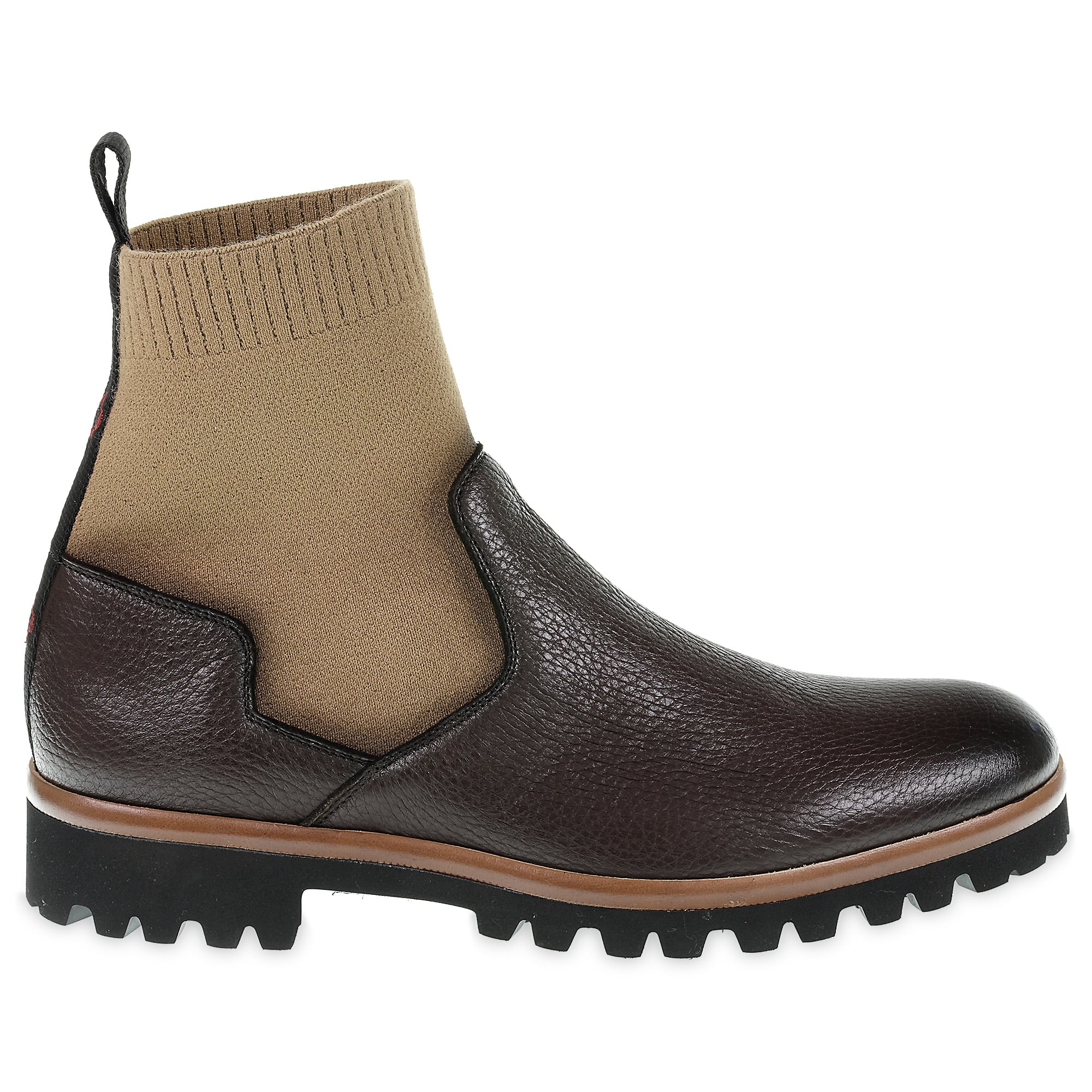 Brown deerskin and cashmere chelsea boot - Fratelli Borgioli – made by hand