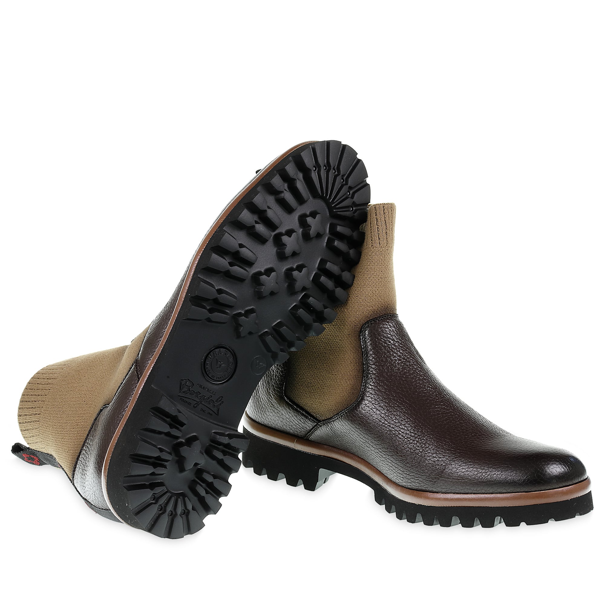 Brown deerskin and cashmere chelsea boot - Fratelli Borgioli – made by hand