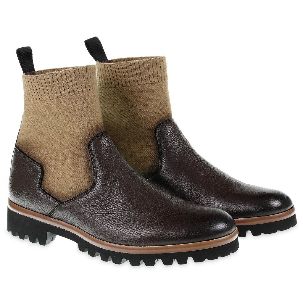 Brauner Chelsea-Stiefel aus Hirschleder und Kaschmir – Fratelli Borgioli – in Handarbeit gefertigt