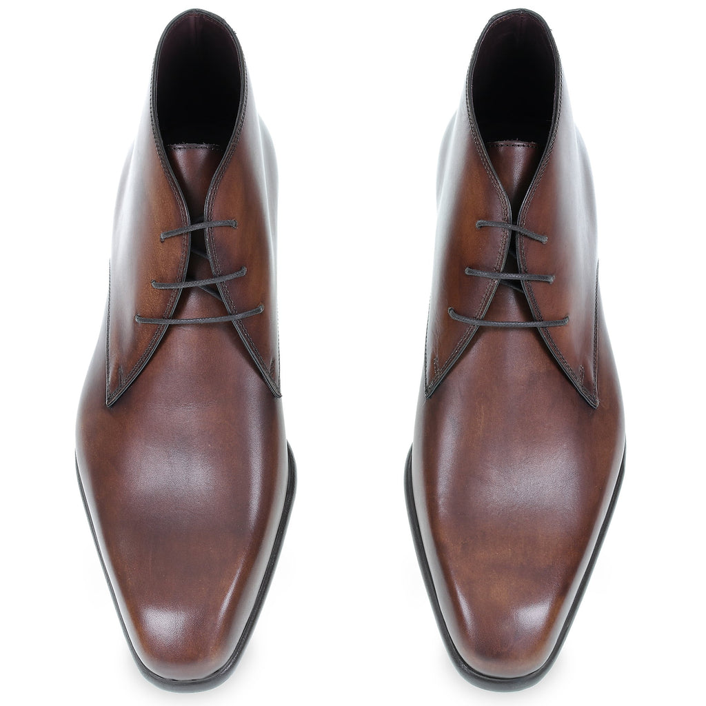 Polished Brown Leather Ankle Boot Made in Italy - Fratelli Borgioli – made by hand
