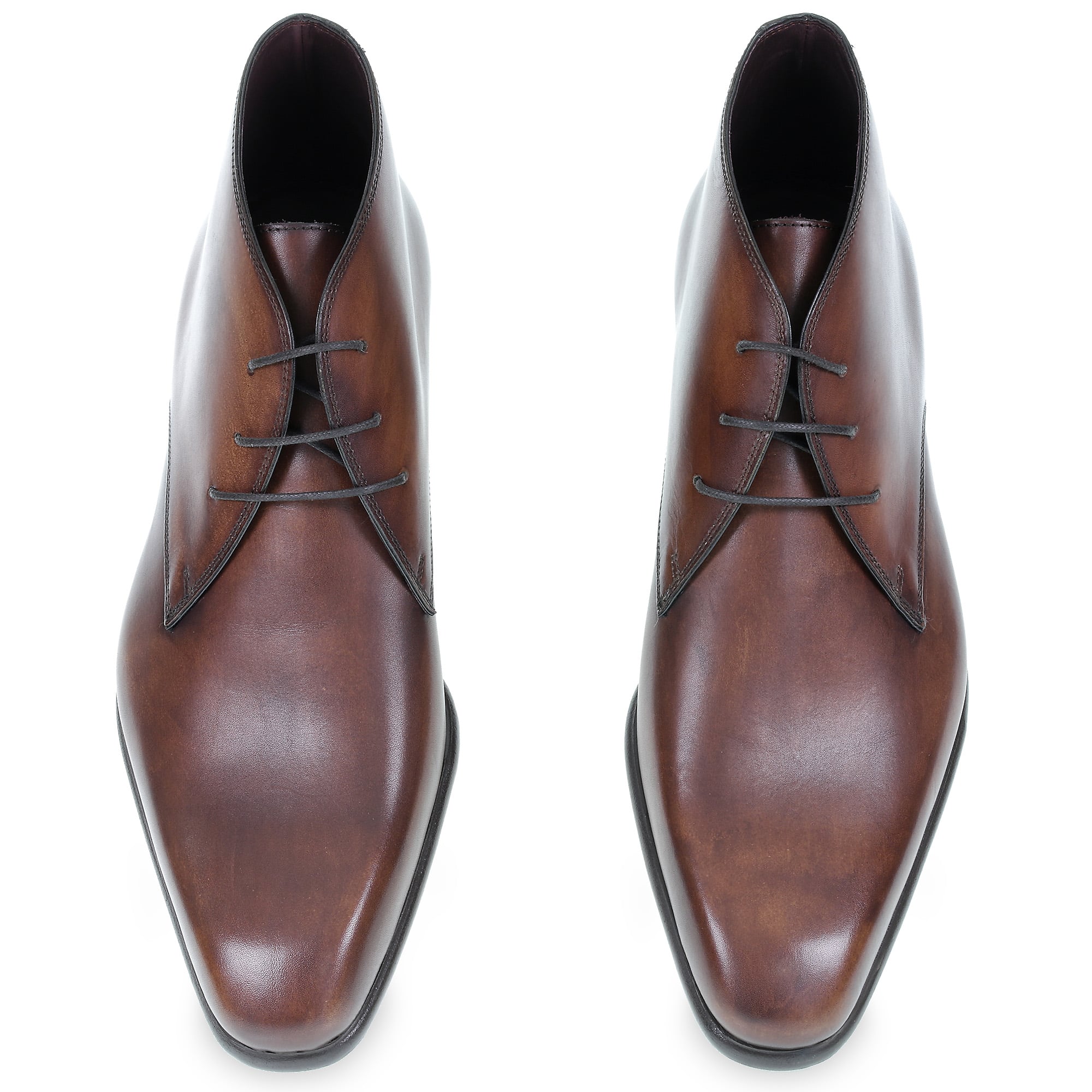 Polished Brown Leather Ankle Boot Made in Italy - Fratelli Borgioli – made by hand