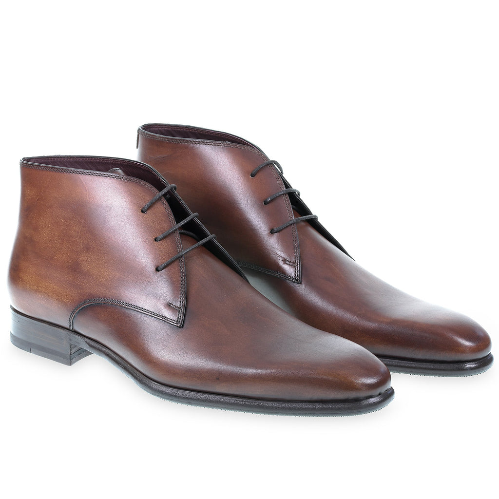 Polished Brown Leather Ankle Boot Made in Italy - Fratelli Borgioli – made by hand