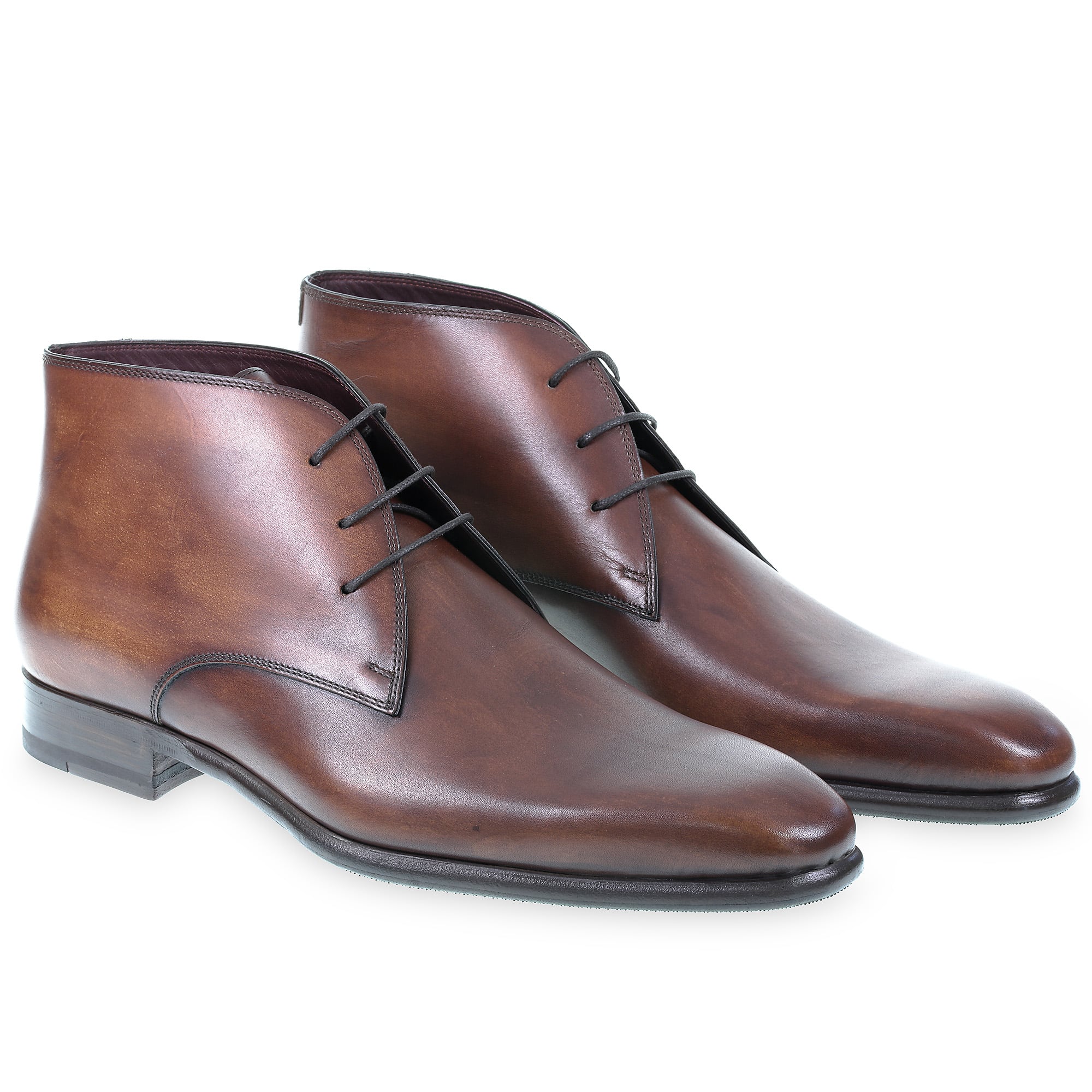 Polished Brown Leather Ankle Boot Made in Italy - Fratelli Borgioli – made by hand