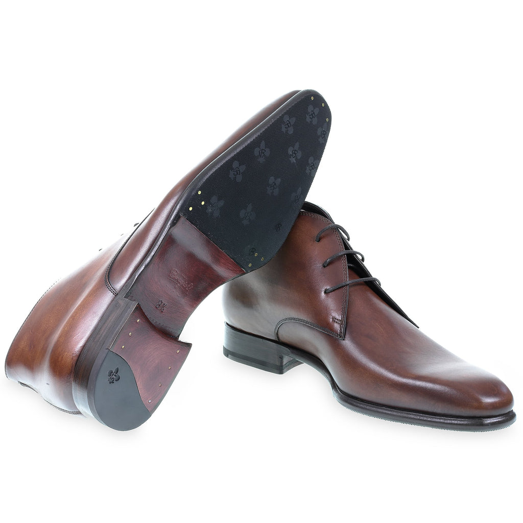 Polished Brown Leather Ankle Boot Made in Italy - Fratelli Borgioli – made by hand