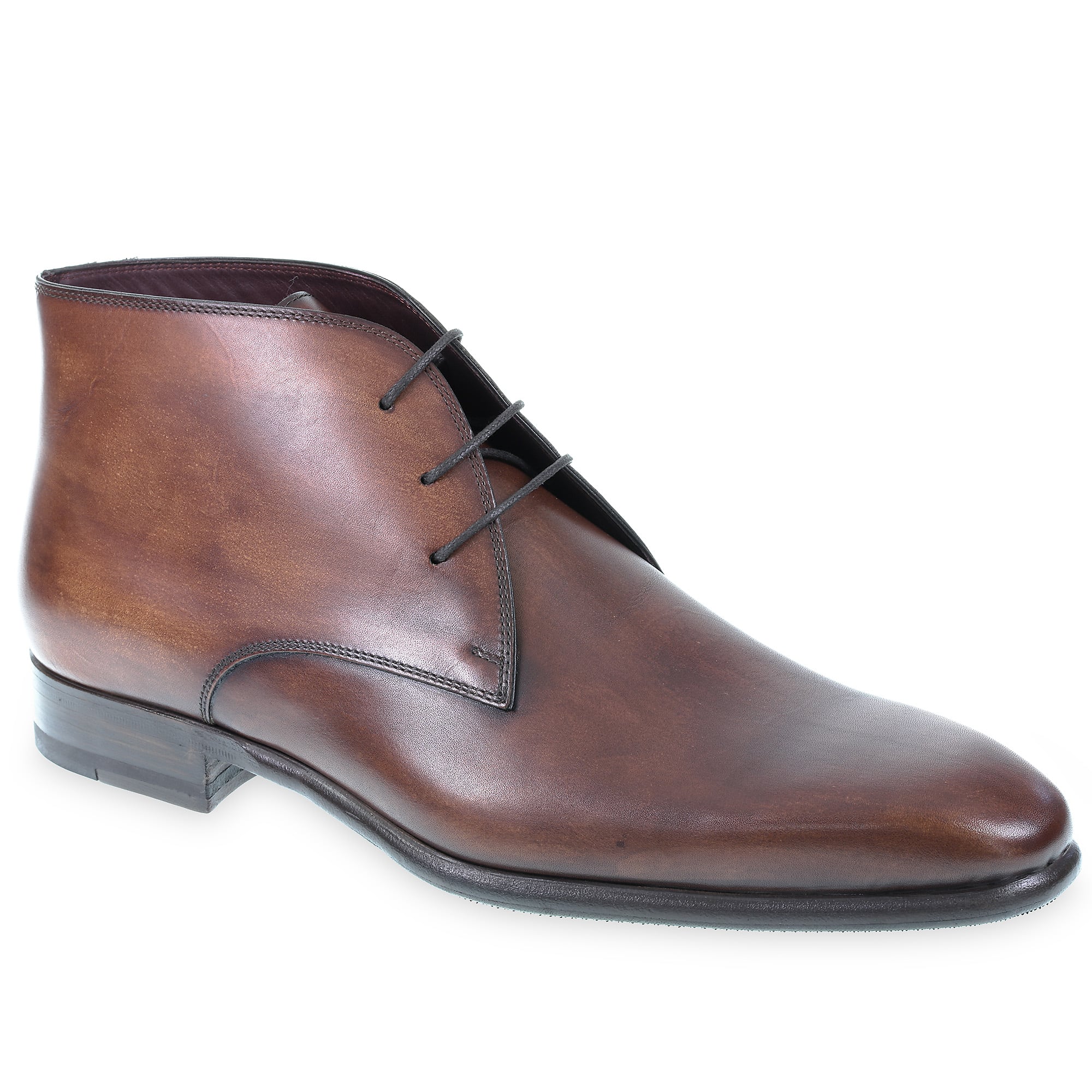 Polished Brown Leather Ankle Boot Made in Italy - Fratelli Borgioli – made by hand