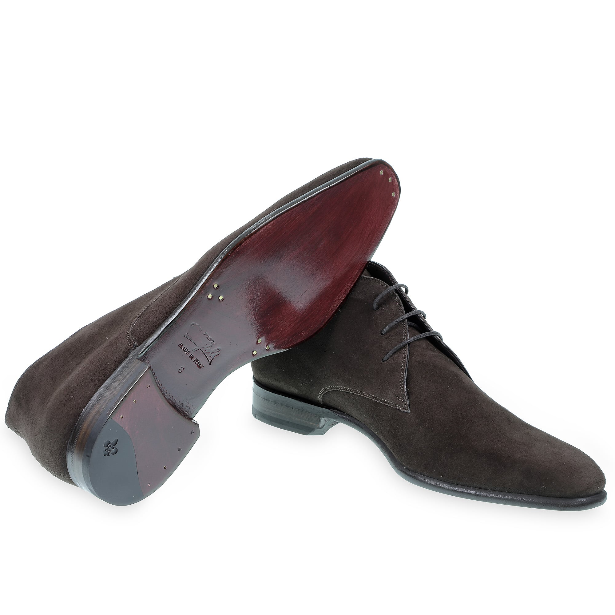 Herrenstiefelette aus dunkelbraunem Wildleder Fratelli Borgioli - Handwerkskunst Made in Italy