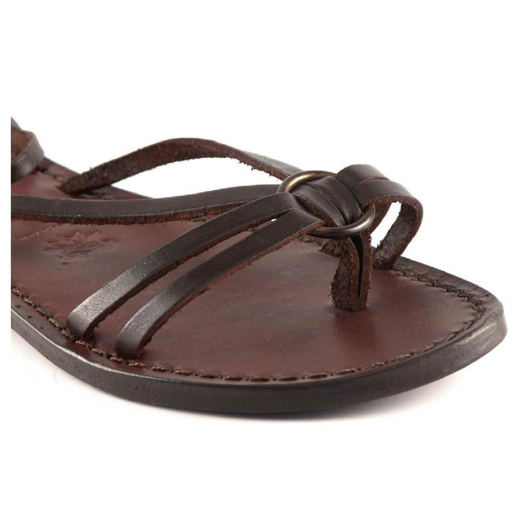 Women sandals hand made in Italy in dark brown leather
