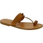 Sandali infradito da donna fatti a mano in pelle color cuoio