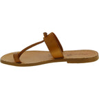 Sandali infradito da donna fatti a mano in pelle color cuoio