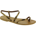 Sandali infradito da donna in pelle color bronzo - Fatti a mano in Italia