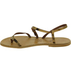 Sandali infradito da donna in pelle color bronzo - Fatti a mano in Italia