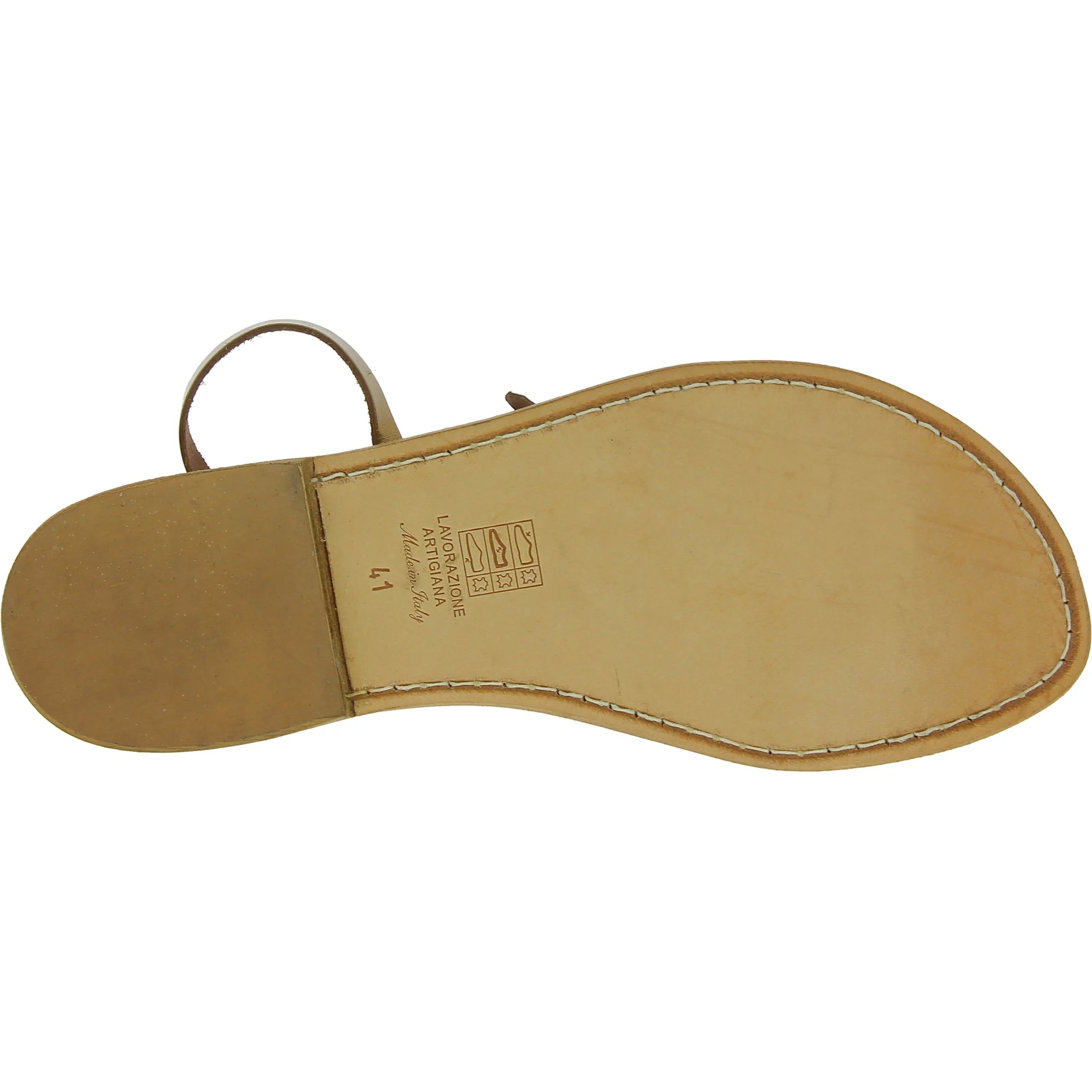 Sandali infradito da donna in pelle color bronzo - Fatti a mano in Italia