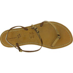Sandali infradito da donna in pelle color bronzo - Fatti a mano in Italia
