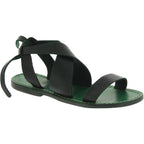Sandali da donna in pelle verde fatti a mano in Italia
