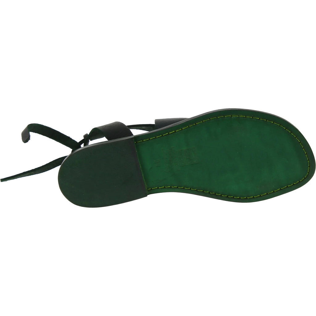 Sandali da donna in pelle verde fatti a mano in Italia