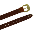 Cintura western in cuoio con fibbia in metallo bronzo inciso