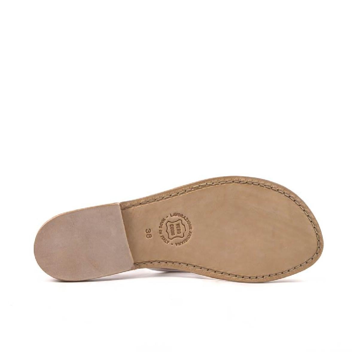 Handmade womens silver flat sandals thongs with leather sole